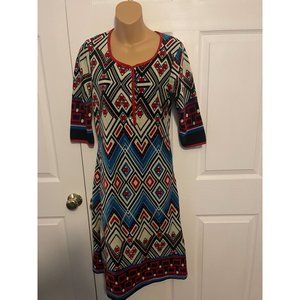 Esratash Velour Geometric Print Dress Size M NWT